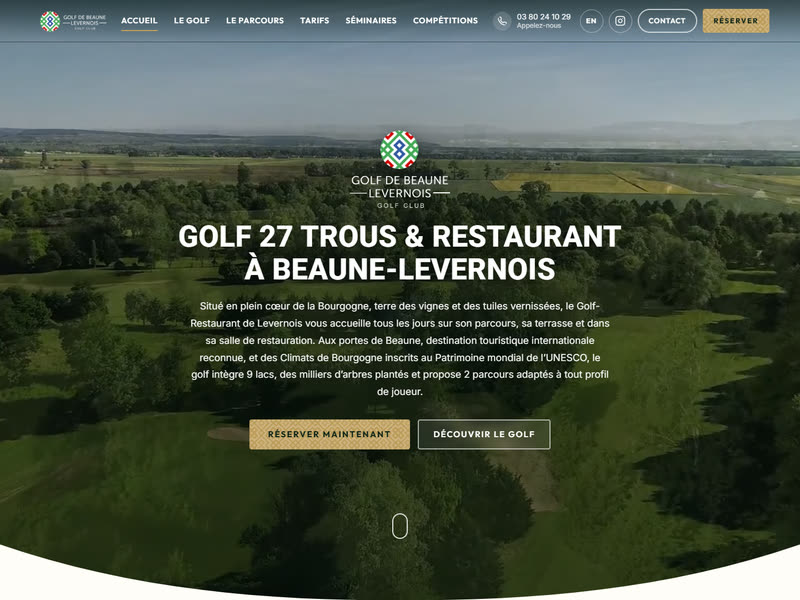 Capture du site internet du Golf de Beaune Levernois