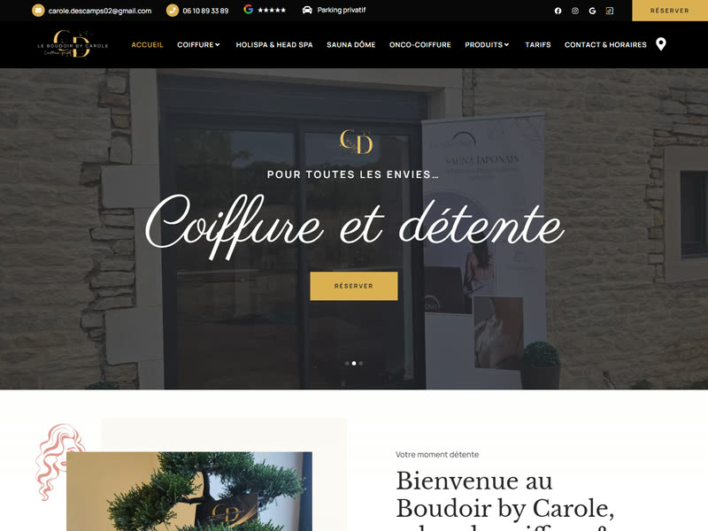 Page d'accueil du site du salon Le Boudoir by Carole à Demigny