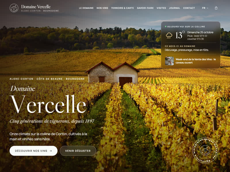 Maquette de site internet pour un domaine viticole de Bourgogne, réalisée par Abweb