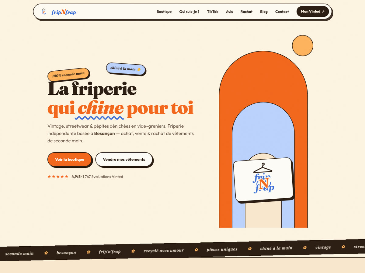 Site internet de Frip N Frap, friperie de seconde main à Besançon
