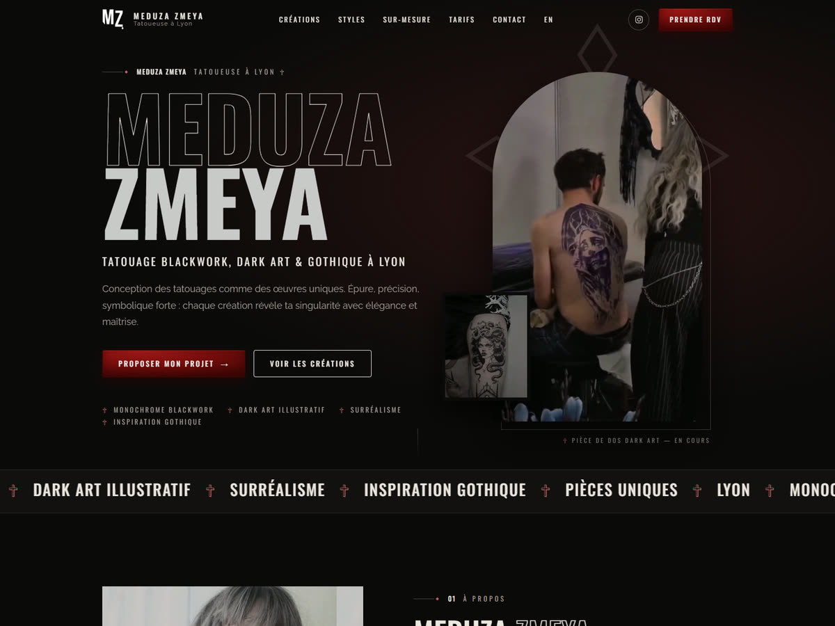 Site internet de Meduza Zmeya, tatoueuse à Lyon